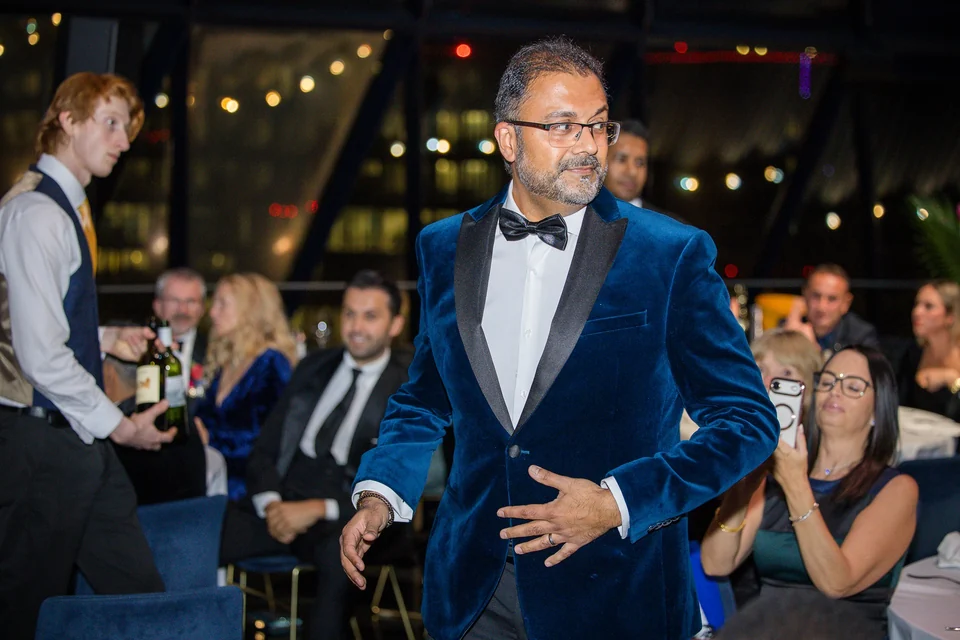 A black-tie guest at the 2025 ceremony